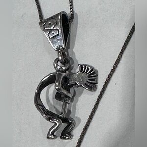 Silver Kokopelli Pendant Necklace